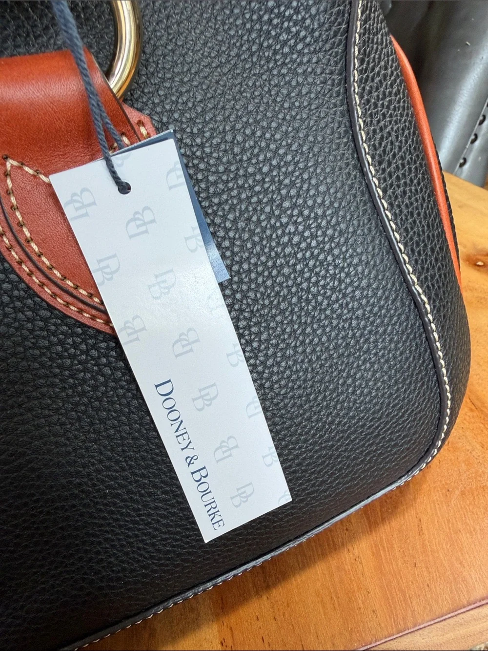 Dooney & Bourke Old Money Pebble Grain Large Satchel Black Leather NWT